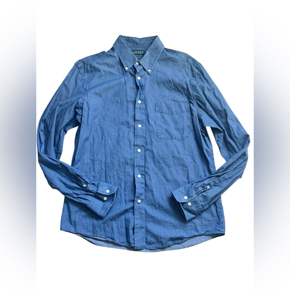 Lauren Ralph Lauren  Cotton Blue Button Down Shirt size M
